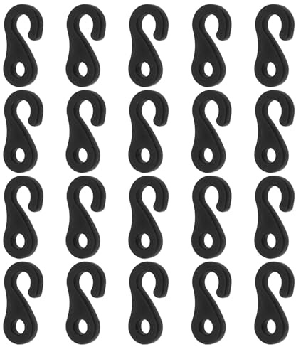 20 piezas de gancho amortiguador de tienda gancho a prueba de viento accesorios de tienda para tiendas de campaña, toldos parasoles de plástico ABS, negro