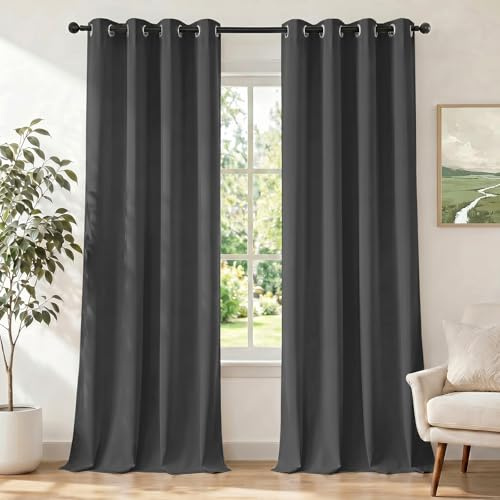 Ystyle Rideau Occultant Lot De 2, 140x260cm, Gris