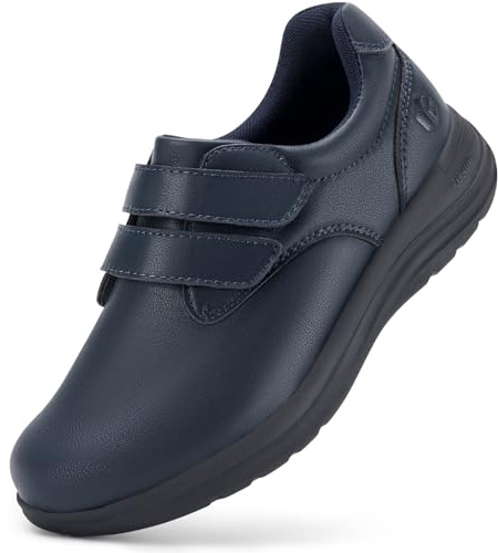 FitVille scarpa Diabetici Donna Pelle Pianta Larga Ortopediche Strappo Comode da Passeggio per Piedi Sensibili e Gonfi Blu 38.5 EU