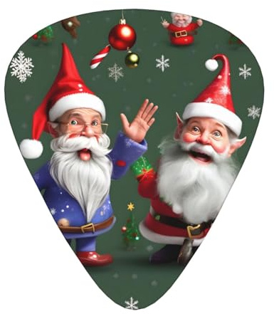 Yifhdes Lot de 12 médiators de Noël fantaisistes imprimés nains fins moyens lourds pour guitare acoustique, guitare électrique, basse