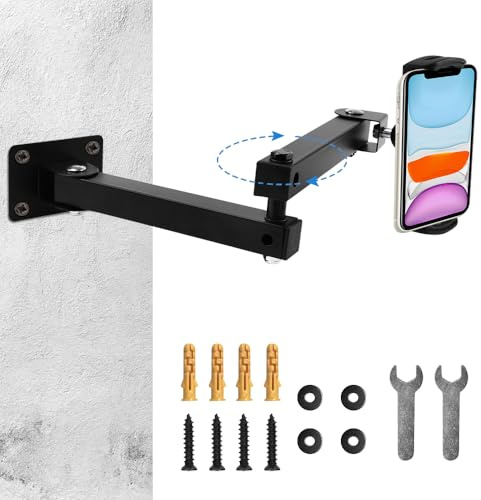 HEKOBAG Tablet Wandhalterung Schwenkbar ipad Wandhalterung 360°Drehbar ipad Halterung Wand Einstellbar 10-45cm Tablethalterung für 4-13 Zoll Tablet ipad Ständer für Business Zuhause Küche (Schwarz)