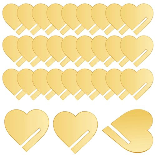 volumoon 60 Pièces Marqueurs de Boisson, Acrylique Boisson Étiquettes, Verre à Vin Étiquette, Etiquettes Boisson Fête, Marqueurs de Verre, Marqueur de Boissons Transparent pour Mariage, Bar (Doré 2)