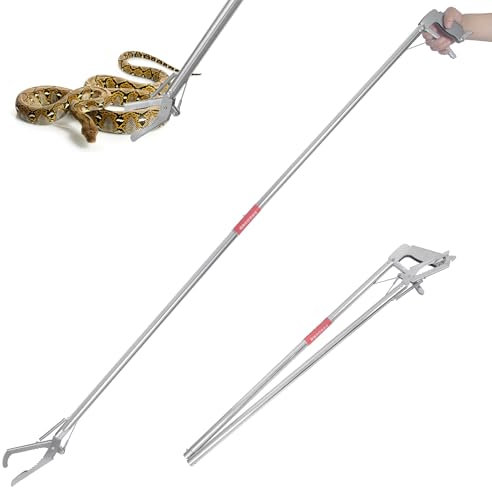XINGTS 152,4 cm langer Schlangengreifer, zusammenklappbarer Schlangenfänger, Schlangenzange, Schlangengreifer für Klapperschlangen, multifunktionaler Haken, Zange, Stange