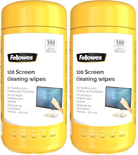 Fellowes 99703 - Dispensador 100 toallitas limpiadoras pantalla (Paquete de 2)