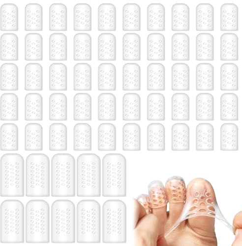 60 Piezas Protector Dedo Pie Silicona Transparente - 50 Dedos Pequeños 10 Grandes, Protector Dedos Pie Transpirable, Silicona Protector Antifricción para Caminar, Correr, Bailar y Deportes