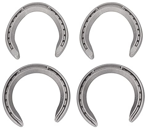 Arythia 4-Pack Aluminium Hästskor, Hållbara Metallskor med Halkfritt Hovskydd Häst, Professionella Hovslageri Tillbehör, Ridutrustning för Tävling och Träning (Type 5(8.3 X 8.3 X 3.5in))