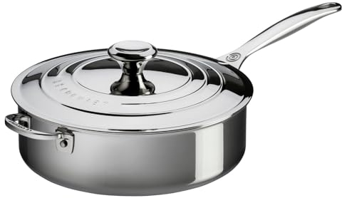 Le Creuset Tri-Ply Stainless Steel Saute Pan with Lid, 3-Quart
