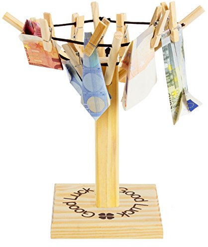 BRUBAKERGood Luck mini stendibiancheria ad ombrello portabanconote da esporrere sul tavolo - idea regalo