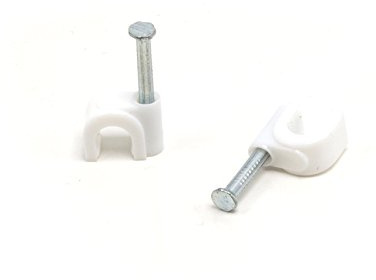 THE CIMPLE CO Single Coaxial Cable Clips 1/4 in - Indoor/Outdoor Cable Fasteners for Coax, Ethernet, CAT, Wires, and Tubing - Wire Clips with Nails 1/4 Inch (6mm) - 100 PCS, White