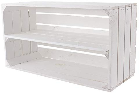 Vintage möbel 24 GmbH stor Shabby Chic trälåda med mellanskiva 74,5 x 40,5 x 31 cm