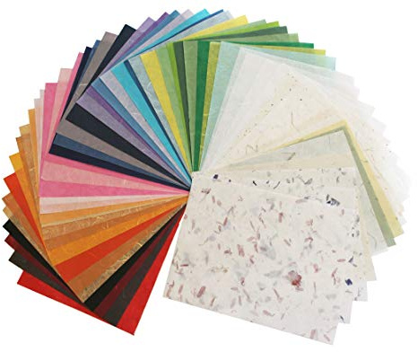 Assortiment de 65 feuilles de papier japonais 21,6 x 27,9 cm Design artisanal artisanal fait main Mouchoirs Origami Washi Vente en gros vrac Unryu Fournisseurs Fabrication Washi Collage riz japonais