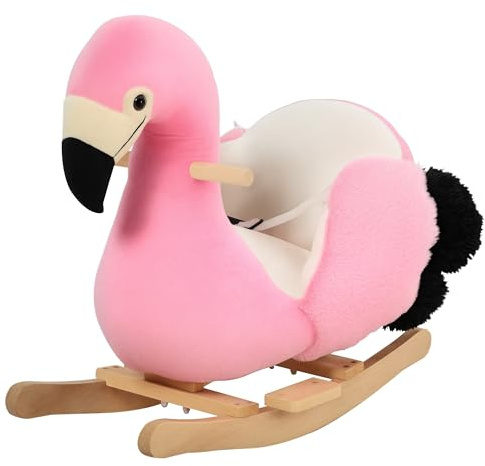 HOMCOM Schaukeltier Schaukelpferd Kinder Schaukel Rosa 60 x 33 x 52 cm