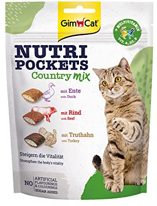 GimCat Nutri Pockets Country Mix - Knuspriger Katzensnack mit cremiger Füllung und funktionalen Inhaltsstoffen - 1 Beutel (1 x 150 g)