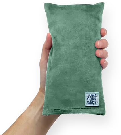 Iowa Corn Baby Mini - Microwavable Heating Pad & Reusable Cold Pack - Weighted Heating Pad for Cold Hands, Sore Neck, Achy Wrists - 4” x 8” - 1 lb (Jade Green)