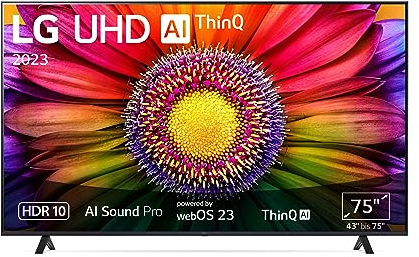 LG 75UR80006LJ 190 cm (75 Zoll) UHD Fernseher (Active HDR, 60 Hz, Smart TV) [Modelljahr 2023]