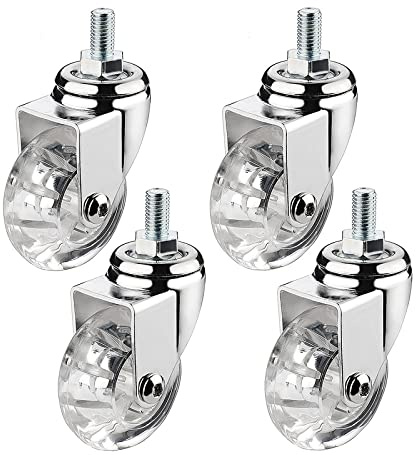 YD Boutiques Stem Castor Wheels 50mm, M8*15mm, M10*15mm, 4 Heavy Duty Swivel Wheels With Brake, Supports Heavy Loads, Multi-Surface, Polyurethane Rubber, Industrial Casters