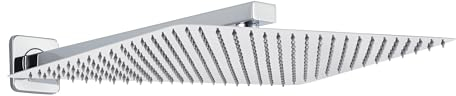 JOHO Grande Soffione per Doccia con Braccio a Parete-Soffione Doccia a Pioggia in Acciaio Inox -Docce Fisse con Getti In Silicone Anticalcare - Rettangolare 35 x 25 cm con Braccio 37 cm, Cromo
