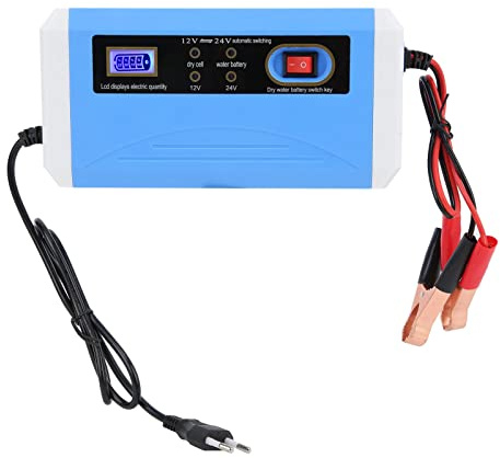 Cargador de Batería para Automóvil Cargador de Batería Inteligente ABS 12V/24V Pantalla LCD Inteligente Eficiente Reparación de Pulso de Transferencia Automática para 10Ah-200Ah