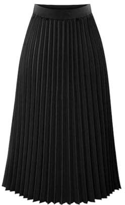 osiuujkw Plisserad kjol för kvinnor Snygg och smickrande alla tillfällen Chiffong Plisserad kjol med hög midja Chiffong plisserad kjol, svart, L