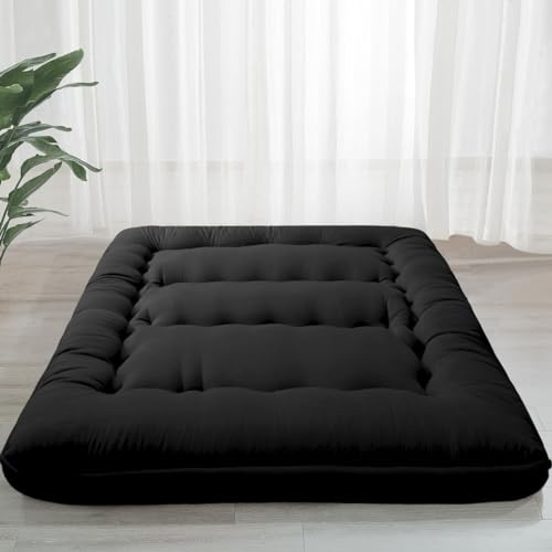 MAXYOYO 6 Extra Thick Japanese Floor Mattress Futon Mattress, Foldable Tatami Pad for Adults, Roll Up Floor Mat for Living Room Guest Room RV, Black, Full