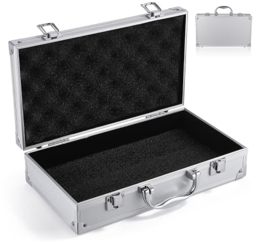 DOITOOL Small Metal Tool Box, Lockable Aluminium Case with Handle | 11.8 in white portable case for tools, small parts, medicine and make-up storage