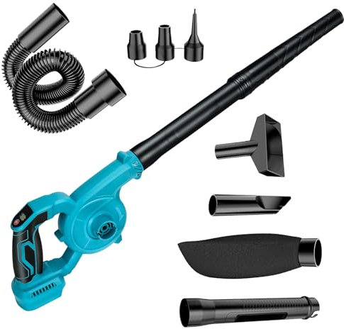 Soplador de hojas con batería Makita de 18 V, 230 MPH 2 en 1, soplador de hojas eléctrico y aspiradora, motor sin escobillas, 3 velocidades, soplador de hojas manual para jardín, hojas, nieve, sin