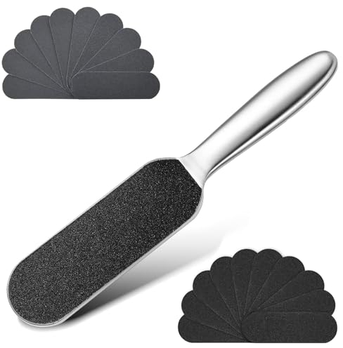 Hornhaut Entfernen Fuß und 20Pcs Feile anstelle von Schleifpapier (grob/fein), Hornhautentferner für Nasse und Trockene Rissige Füße, Fussfeile und Hornhautfeile, Zur Fußpflege für schöne Füße