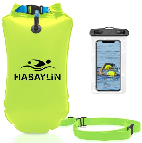 Habaylin Bouée de Natation 20L, Gonflable Bouée Natation Eau Libre | Avec Sac Étanche De Rangement, Pour Adultes, Idéale Pour Triathlon, Kayak, Plongée, Eau Libre