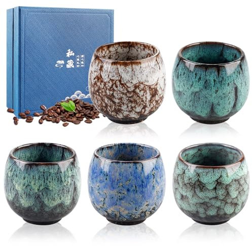 Espressotassen Set,5 Stück 110 Ml Espresso Tassen Set,Dickwandig Keramik Espressotassen,Mini-Espressotasse Aus Steingut,Mini Espresso Tassen Für Espresso,Mokka,Macchiato,Tee,Weihnachtsgeschenke