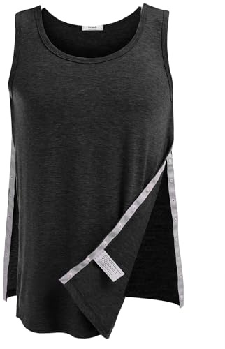 PINSPARK Unisex Post Shoulder Surgery Shirt Workout Tops Black S