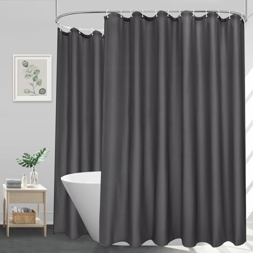 EurCross Extrabreiter Duschvorhang 300x200 Textil Wasserdicht Duschvorhänge, Dunkelgrau Extra Groß 300 cm Breit Anti-Schimmel Waschbar Badvorhang mit 20 Ringen