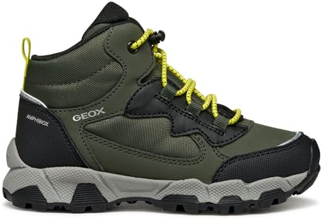 Geox J MAGNETAR Boy B ABX Sneaker, Military/Lime, 38 EU