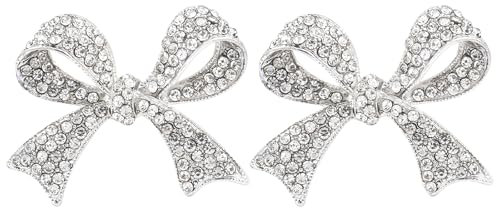 2 Stück Broschen & Anstecknadeln für Damen Schleifenbroschen und Anstecknadeln für Damendekorationen, Brosche Silber Brosche Damen Schleifen-Strassbroschen,Shirt Zeremonie Kleidung Zubehör Schmuck