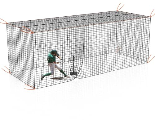 Batting Cage Net, 10x10x35 ft Heavy Duty Enclosed Batting Net With Door, Only Net, No Poles and Frame, Professional Softball Baseball Nets for Batting and Pitching, Batting Cages for Backyard