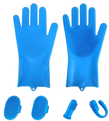 6-teiliges Katzenhandschuh | Katzenbürste handschuh | Zeckenhandschuh hund | Hundebadehandschuhe | Hundeshampoobürste | Haustierpflegehandschuhe | Katzenbadezubehör | Hundebadezubehör (Marineblau)