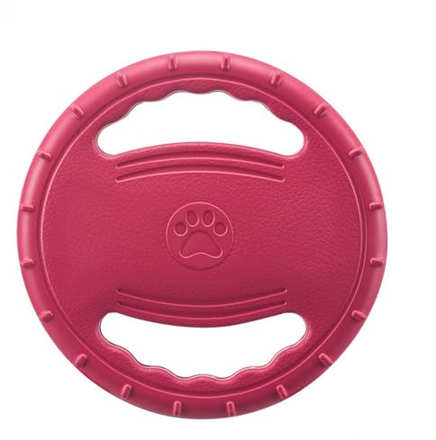 jiejack hund flygskiva, frisbee-ring, tuggleksak hund oförstörbar, stressreducering, husdjursträning, flygruta för stora hundar (röd)