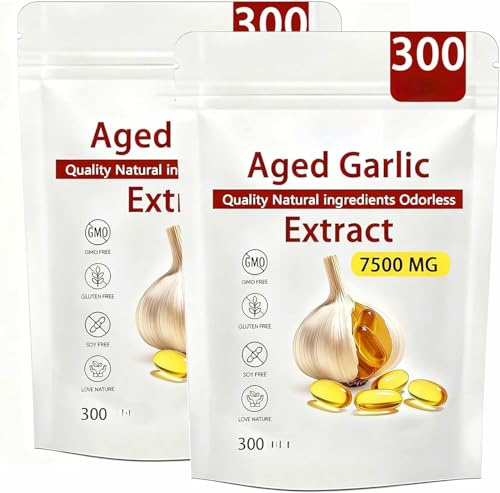 Åldrad Vitlöksextrakt - 7500mg Luktfri Ekologisk Vitlöksextrakt, Helt Naturligt, GMO-fritt, Vegetariskt, 300 st,2pcs
