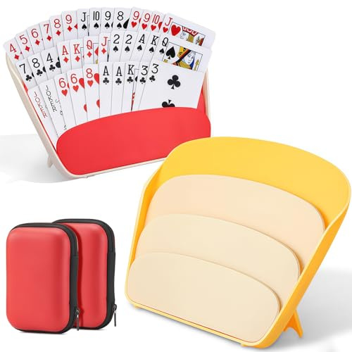Bafutayawa Soporte para Cartas niños para Juego sin Manos, Set de Soporte para Cartas, Incluye 2 Bolsas de Almacenamiento, Soporte para Cartas Plegable y Antideslizante, Accesorio de 6 Piezas Rojo