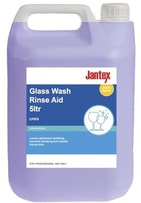 Jantex Klarspülerkonzentrat für gewerbliche Gläserspülmaschinen, 5 Liter, blau, Klarspüler für den gewerblichen Gebrauch, geringe Schaumbildung, geeignet für den Einsatz in Glasspülmaschinen, CF979