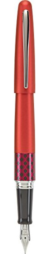 PILOT MR Retro Pop Collection Fountain Pen in Gift Box, Red Barrel with Wave Accent, Medium Point Stainless Steel Nib, Refillable Black Ink (91442)