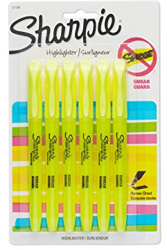 Sharpie 27108PP Accent Pocket Style Highlighter, Fluorescent Yellow, 6-Pack