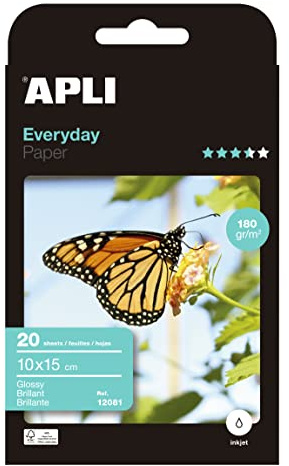 Apli Agipa – Pochette Feuilles Papier Photo Brillant Everyday – Format A4 – 20 Feuilles - 100 x 150 mm