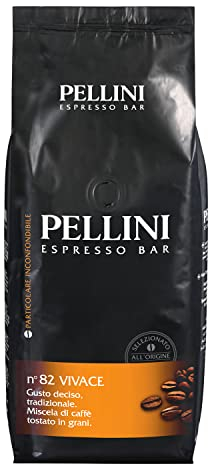 Pellini N.82 Vivace, Kaffeebohnen für Espresso 1 kg, Arabica- und Robusta-Mischung mit Kräftigem und Ausgewogenem Geschmack, Mittlere Röstung
