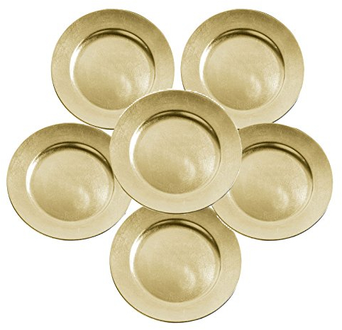 Set of 6 Gold Lacquer Decorative Charger Dinner Table Under Plate Christmas Mat