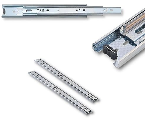 Euro Tische 1 Paar (2 Stk.) Schubladenschienen Vollauszug Mit und Ohne SoftClose, Schienen für Schubladen, Kugelauszug präzise Schubladen Auszüge aus Stahl, Verschiedene Größen (30-60 cm)