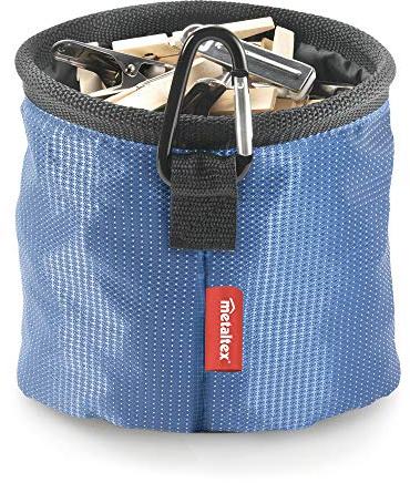 Metaltex Wäscheklammerbeutel mit Karabinerhaken, Blau/Grau Sortiert , 15 x 15 cm