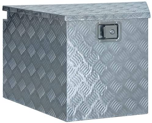 vidaXL Silver Corrugated Aluminum Box - Lightweight, Compact, - With Locking System and Roomy Interior for Tools and Camping Equipment Storage