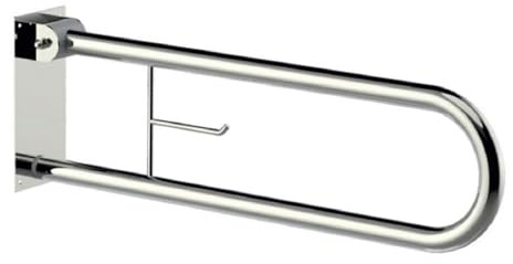 Uzman frakt, premium rostfritt stål 304 stödfällbart handtag med toalettpappershållare, uppresningshjälp handtagsstång WC badrum toalett fällbart handtag stödhandtag handtag handtag