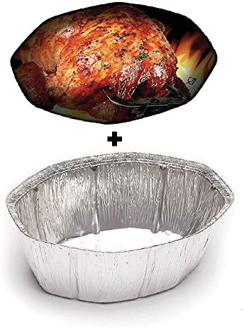 TELEVASO - 125 uds - Envase/recipiente de aluminio oval para pollo asado + tapas - Capacidad 2500 ml y tamaño 192 x 137 x 84 mm - Bandejas reciclables, apto para altas temperaturas
