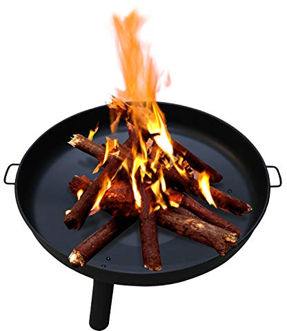 Lospitch Braciere all'aperto con manici, φ82,5 cm, braciere da giardino, terrazza, balcone, grande braciere in metallo con 3 gambe rimovibili, per esterni, prato, campioncino, riscaldamento, feste